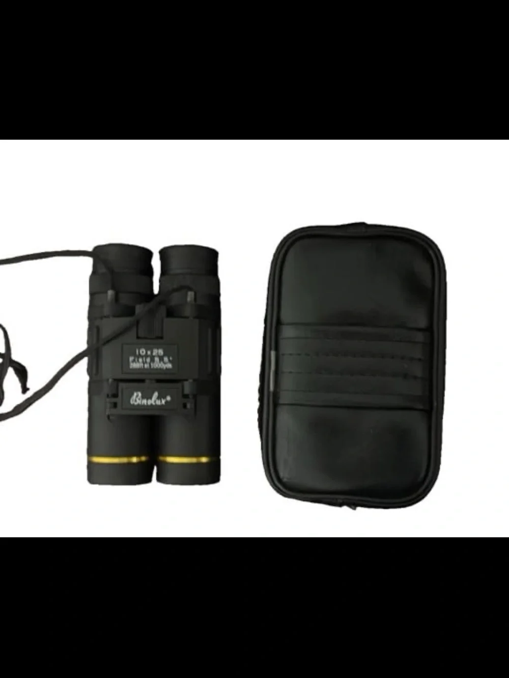 Binolux Binoculars 10x25 Field 5.5 288ft At 1000yds Black with Case